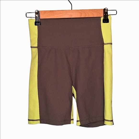 Wilo The Label Pants - Wilo The Label Olive & Lime Green Ribbed Bike Shorts Size Small